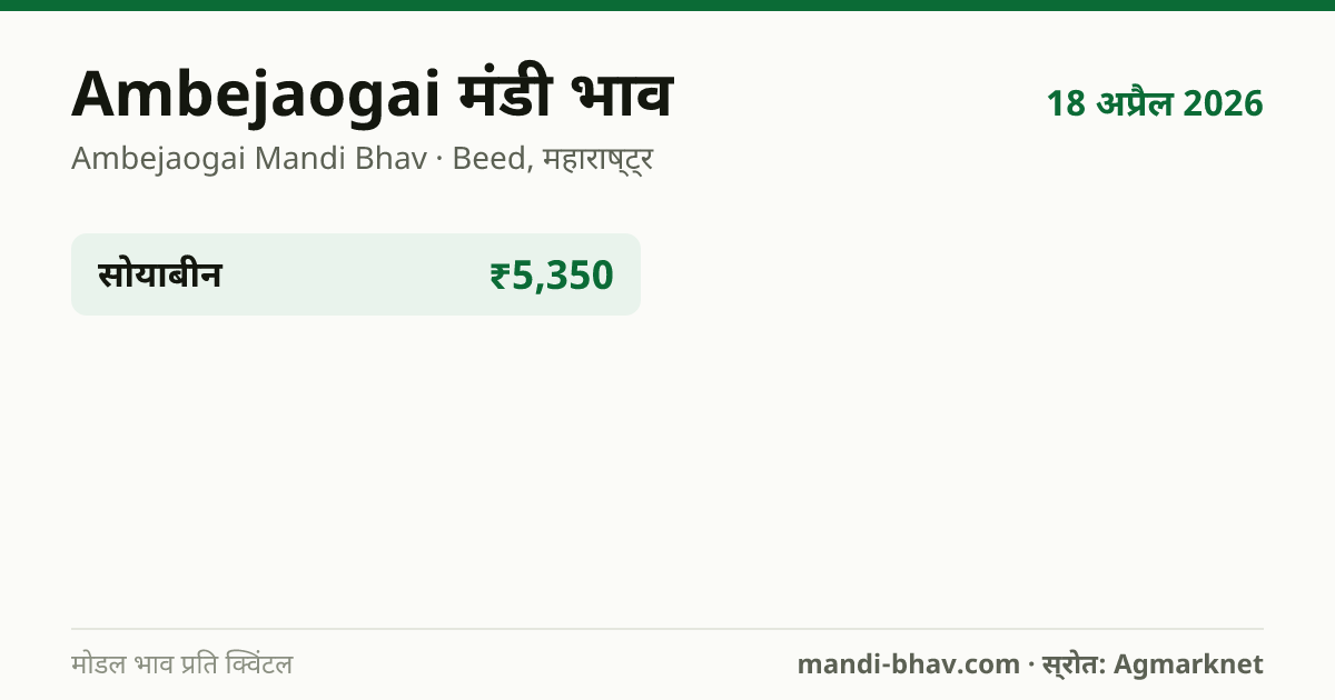 Ambejaogai मंडी भाव 18 अप्रैल 2026: फसलवार मोडल रेट प्रति क्विंटल