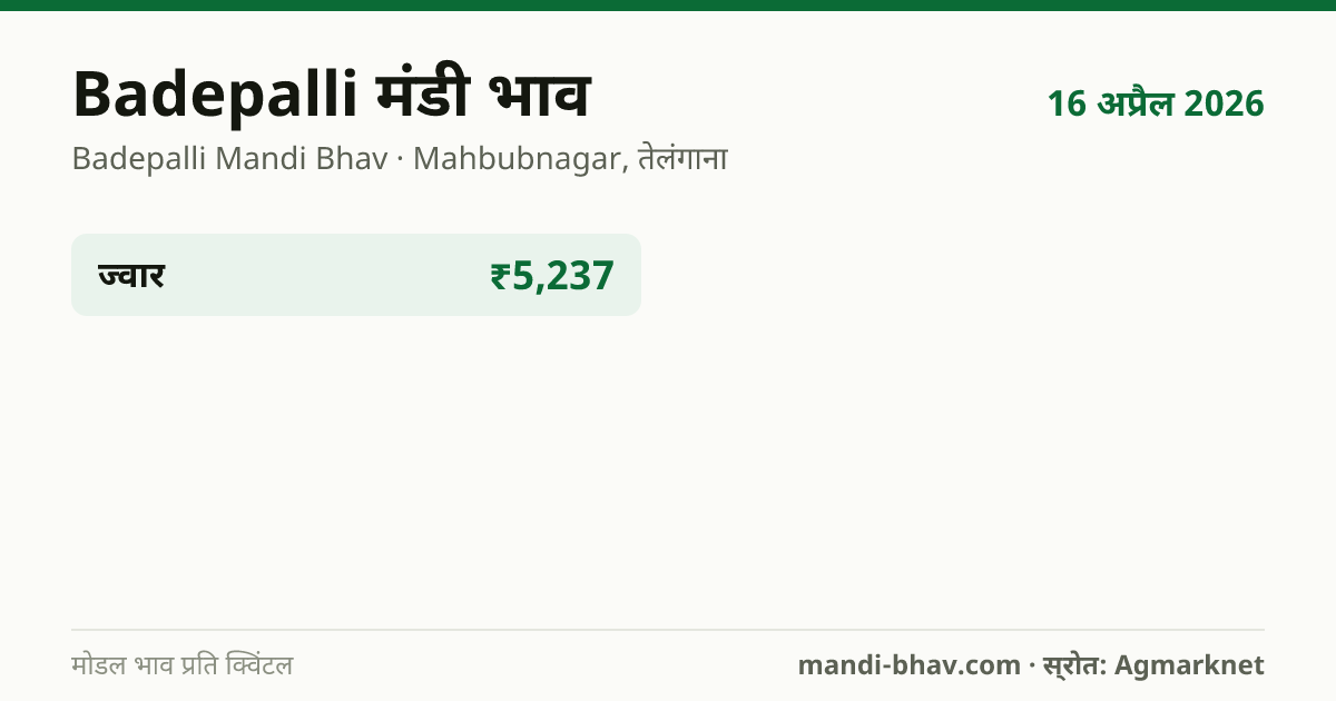 Badepalli मंडी भाव 16 अप्रैल 2026: फसलवार मोडल रेट प्रति क्विंटल