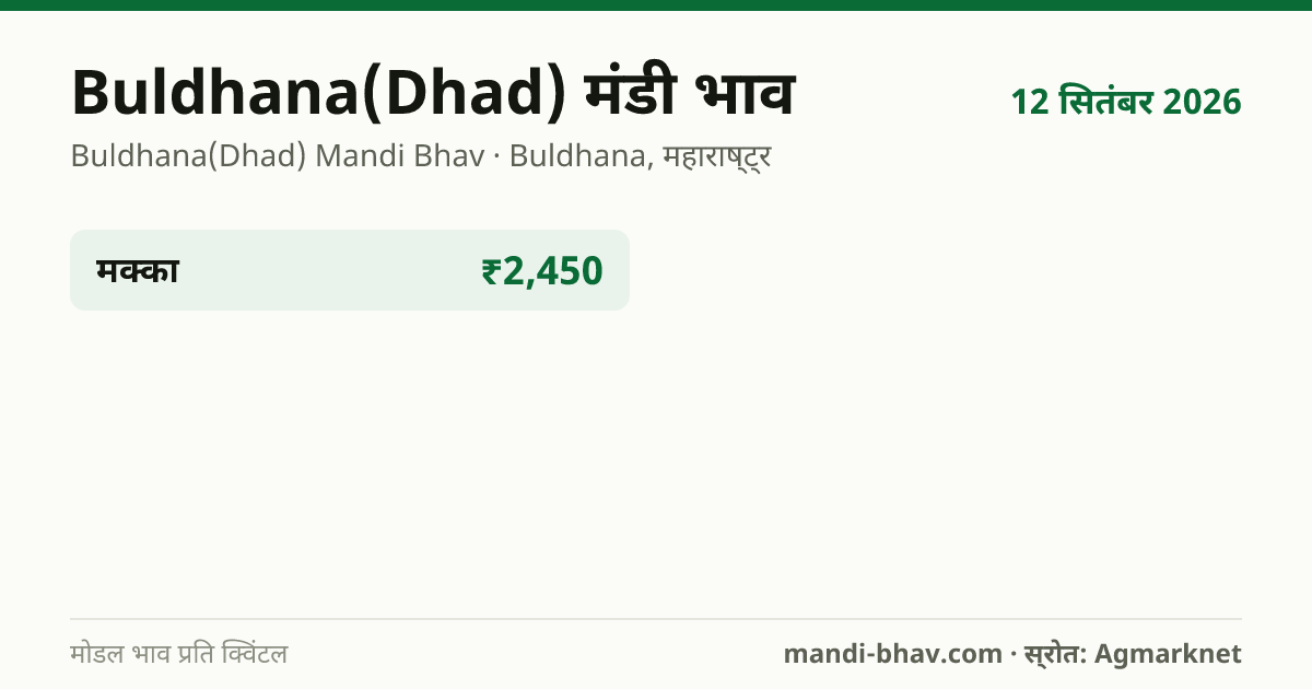 Buldhana(Dhad) मंडी भाव 12 सितंबर 2026: फसलवार मोडल रेट प्रति क्विंटल