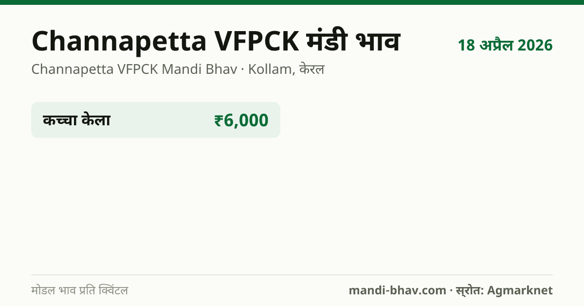 Channapetta VFPCK मंडी भाव 18 अप्रैल 2026: फसलवार मोडल रेट प्रति क्विंटल
