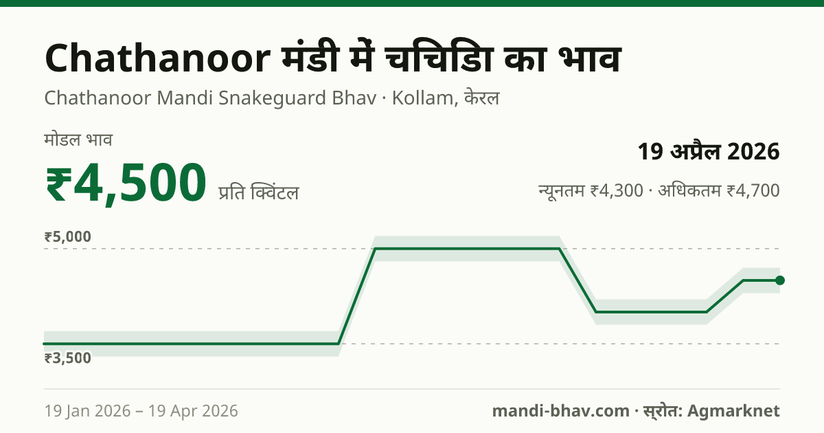 Chathanoor मंडी में चिचिंडा का भाव 19 अप्रैल 2026: मोडल ₹4,500 प्रति क्विंटल, भाव के रुझान का चार्ट