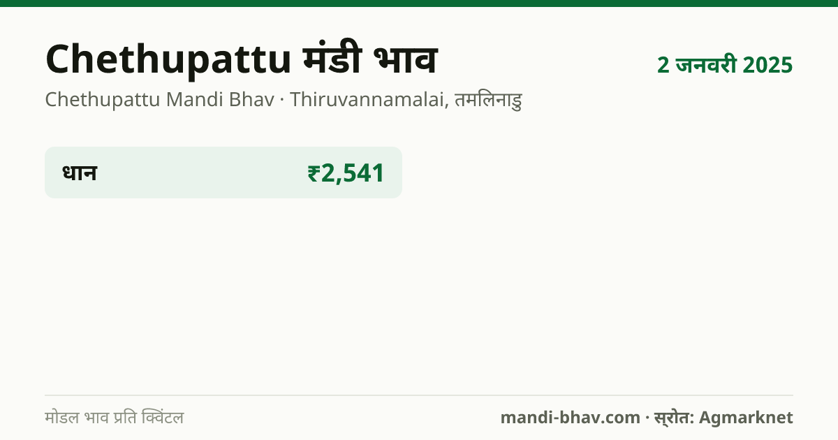 Chethupattu मंडी भाव 2 जनवरी 2025: फसलवार मोडल रेट प्रति क्विंटल