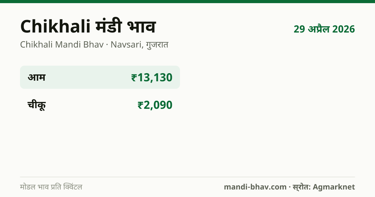 Chikhali मंडी भाव 29 अप्रैल 2026: फसलवार मोडल रेट प्रति क्विंटल
