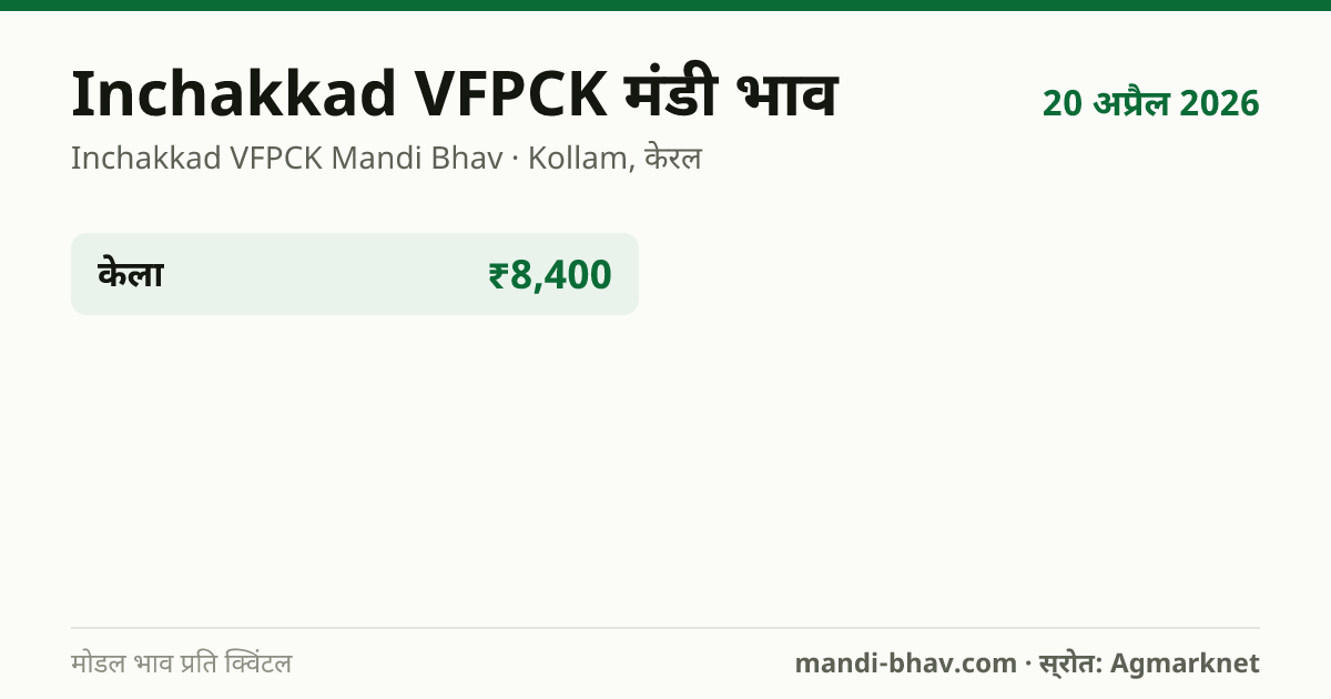 Inchakkad VFPCK मंडी भाव 20 अप्रैल 2026: फसलवार मोडल रेट प्रति क्विंटल