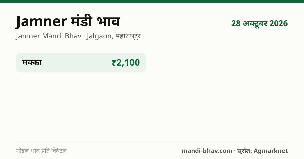 Jamner मंडी भाव 28 अक्टूबर 2026: फसलवार मोडल रेट प्रति क्विंटल
