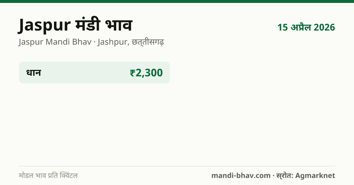 Jaspur मंडी भाव 15 अप्रैल 2026: फसलवार मोडल रेट प्रति क्विंटल