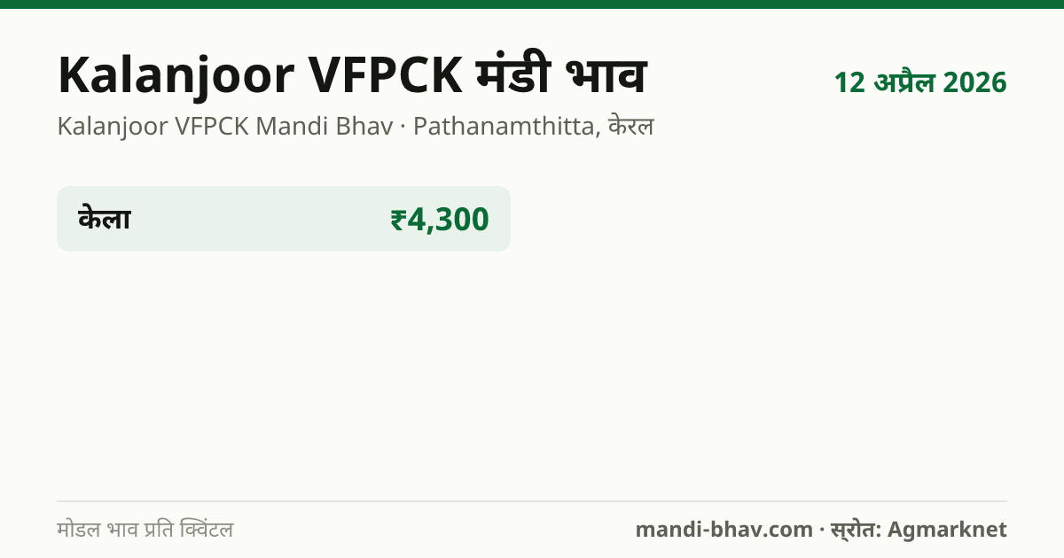 Kalanjoor VFPCK मंडी भाव 12 अप्रैल 2026: फसलवार मोडल रेट प्रति क्विंटल