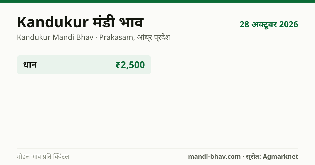 Kandukur मंडी भाव 28 अक्टूबर 2026: फसलवार मोडल रेट प्रति क्विंटल