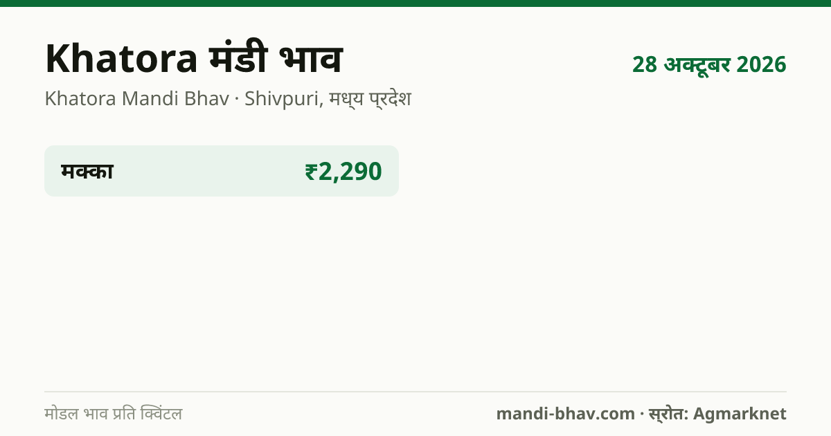 Khatora मंडी भाव 28 अक्टूबर 2026: फसलवार मोडल रेट प्रति क्विंटल
