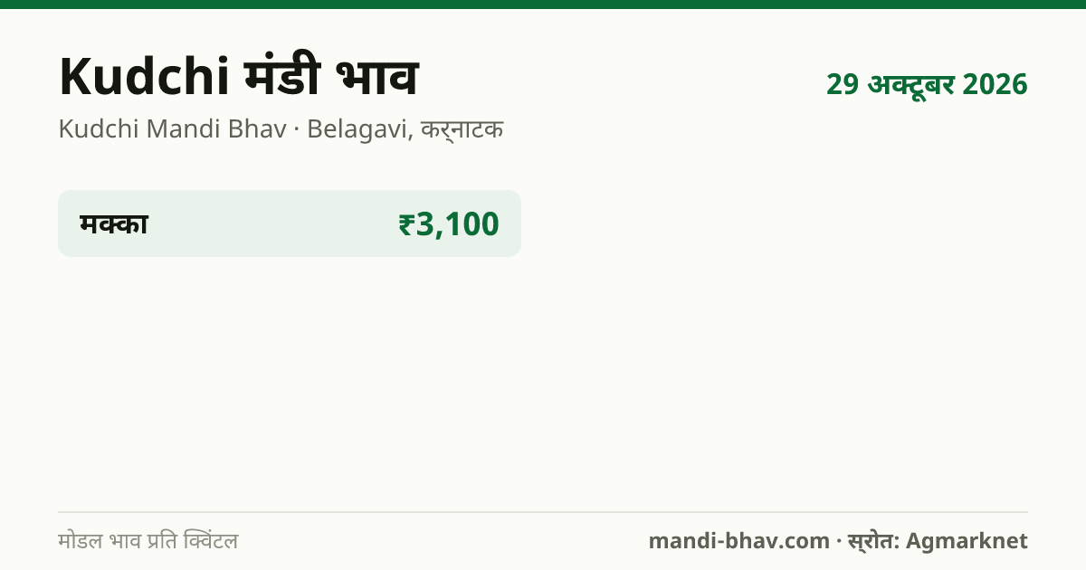 Kudchi मंडी भाव 29 अक्टूबर 2026: फसलवार मोडल रेट प्रति क्विंटल
