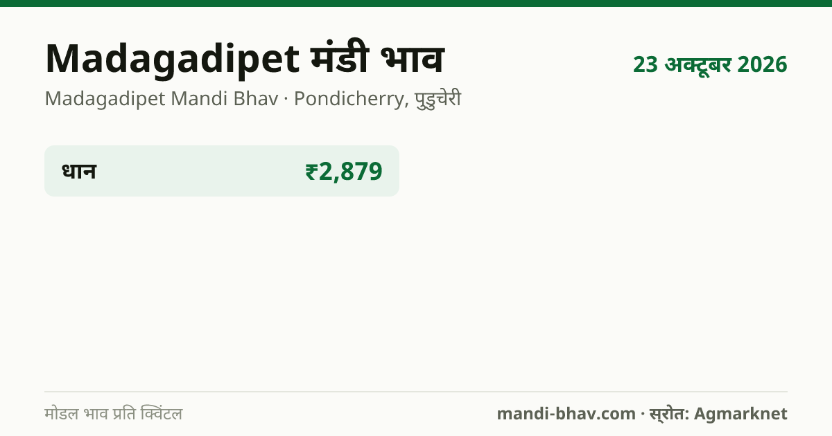 Madagadipet मंडी भाव 23 अक्टूबर 2026: फसलवार मोडल रेट प्रति क्विंटल