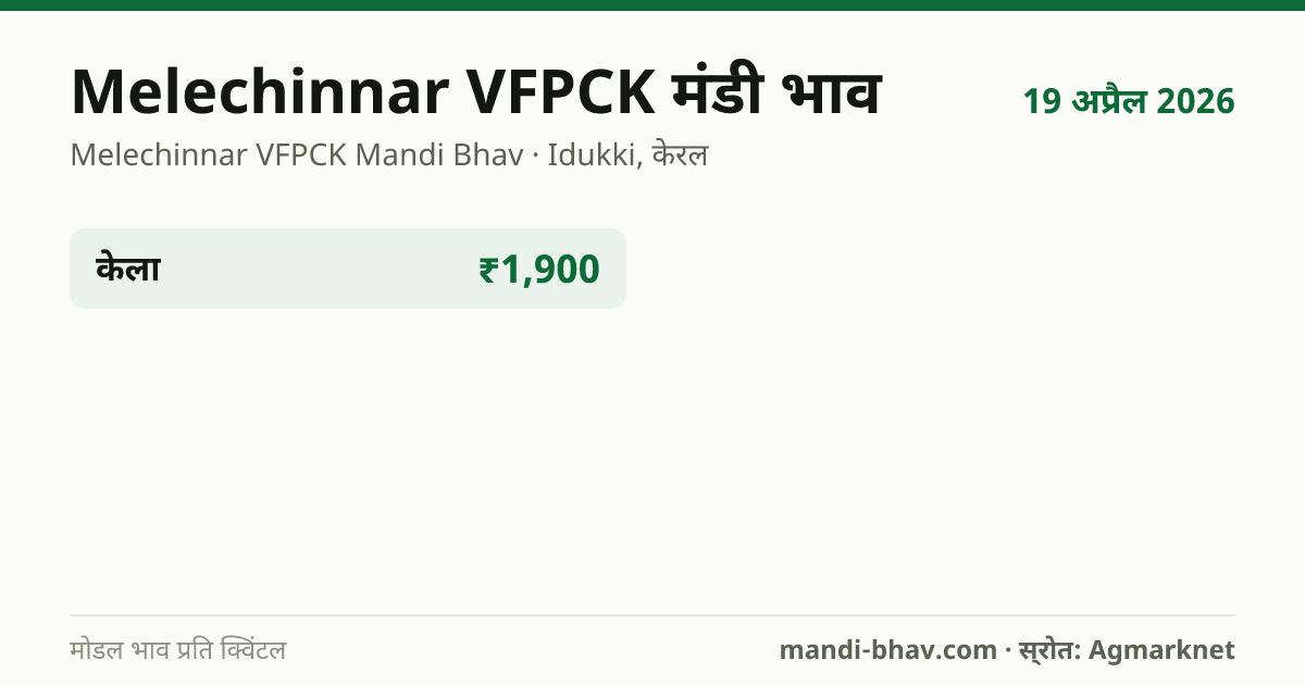 Melechinnar VFPCK मंडी भाव 19 अप्रैल 2026: फसलवार मोडल रेट प्रति क्विंटल