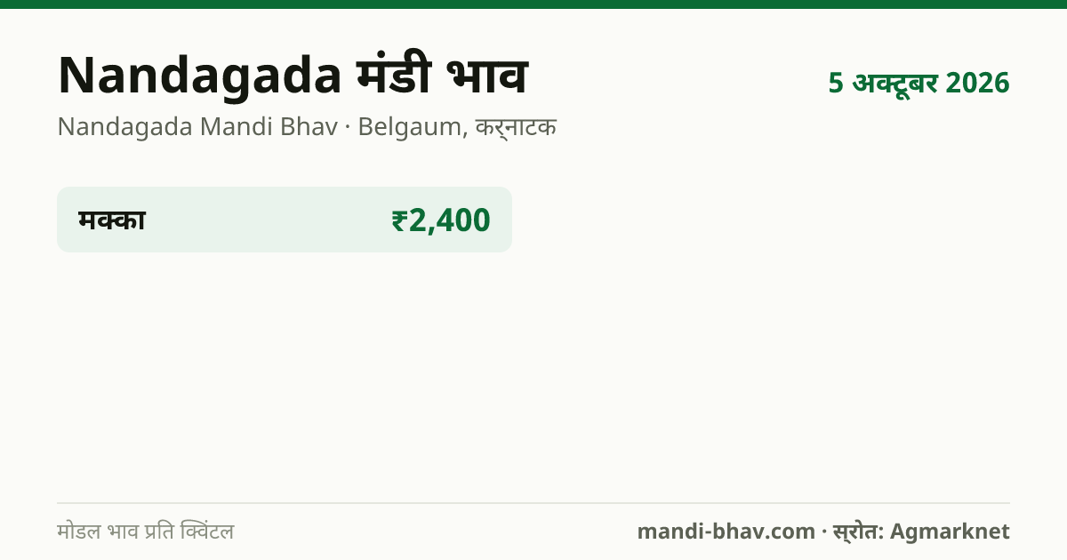Nandagada मंडी भाव 5 अक्टूबर 2026: फसलवार मोडल रेट प्रति क्विंटल