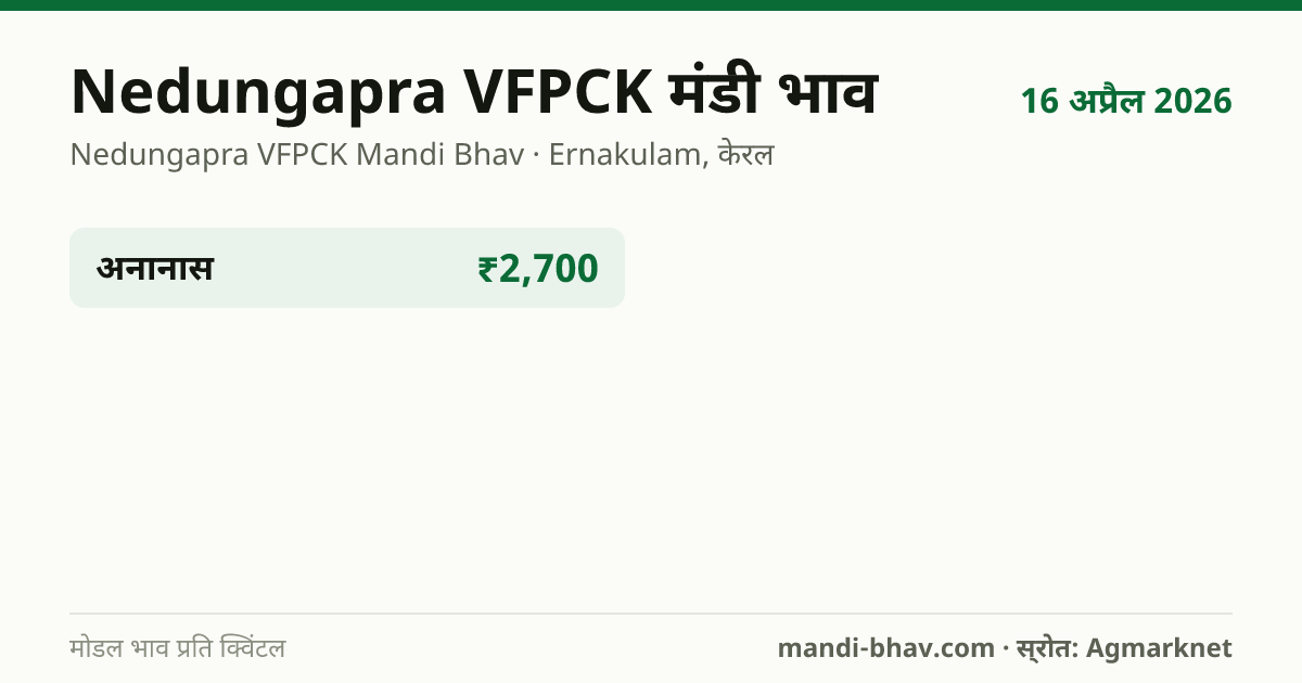 Nedungapra VFPCK मंडी भाव 16 अप्रैल 2026: फसलवार मोडल रेट प्रति क्विंटल