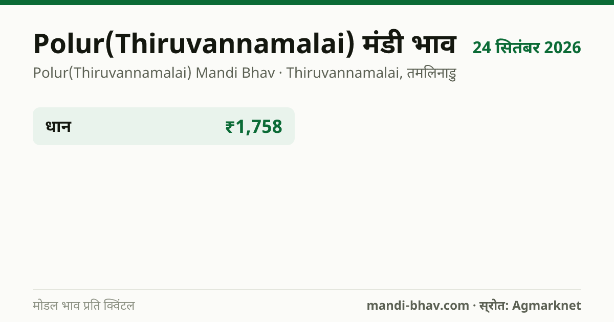 Polur(Thiruvannamalai) मंडी भाव 24 सितंबर 2026: फसलवार मोडल रेट प्रति क्विंटल