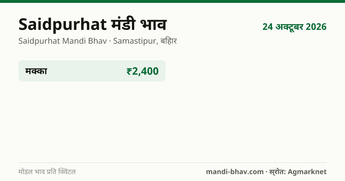 Saidpurhat मंडी भाव 24 अक्टूबर 2026: फसलवार मोडल रेट प्रति क्विंटल