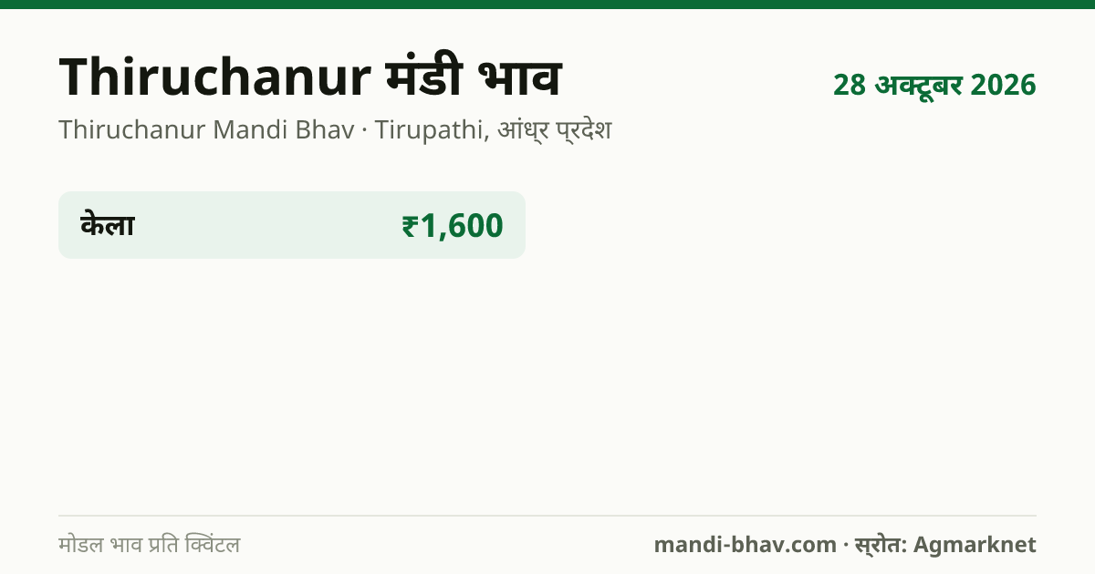 Thiruchanur मंडी भाव 28 अक्टूबर 2026: फसलवार मोडल रेट प्रति क्विंटल